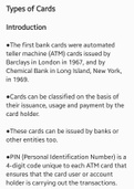 Types of Cards