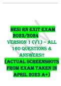 HESI RN EXIT EXAM VERSIONS I-7(V1,V2,V3,V4,V5,V6&V7) WITH REAL QUESTIONS AND ANSWERS 2023/2024 UPDATE GRADED A  AND GUARNTEED SUCCESS COMBINED BUNDLE