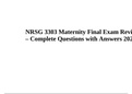 NRSG 3303 Maternity Final Exam Review – Complete Questions with Answers 2023.