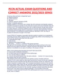 PCCN ACTUAL EXAM QUESTIONS AND  CORRECT ANSWERS 2022/2023 SERIES