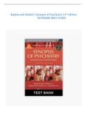 Kaplan and Sadock's Synopsis of Psychiatry 11th edition TESTBANK BEST GUIDE