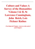 Culture and Values A Survey of the Humanities Volume I & II, 9e Lawrence Cunningham, John  Reich, Lois Fichner Rathus (Test Bank)