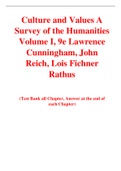 Culture and Values A Survey of the Humanities Volume I, 9e Lawrence Cunningham, John  Reich, Lois Fichner Rathus (Test Bank)