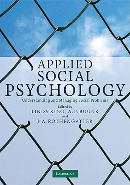 Samenvatting Sociale Omgeving en Gedrag (Applied Social Psycholog)