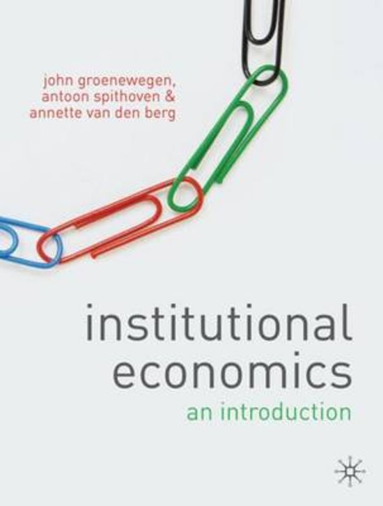 Institutional Economics; plenary lecture notes of the course (2019-2020)