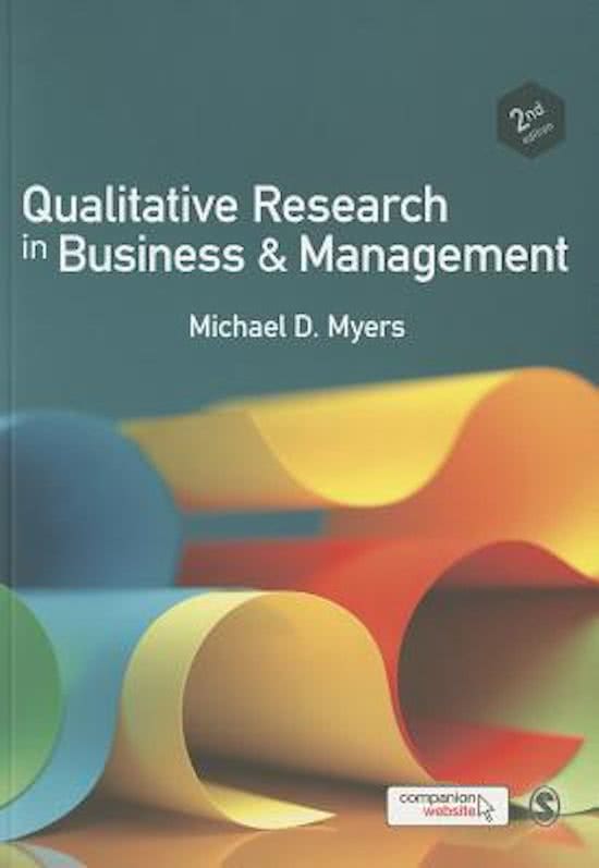 Summary Myers - Qualitative Research in Business and Management edition 3 