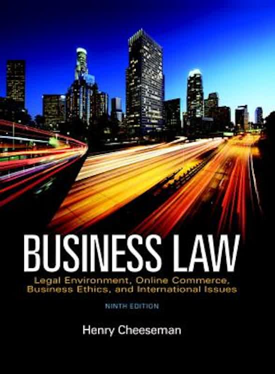 Business Law 11th Edition by Cheeseman. All Chapters 1-54. 1194 Pages. TEST BANK .