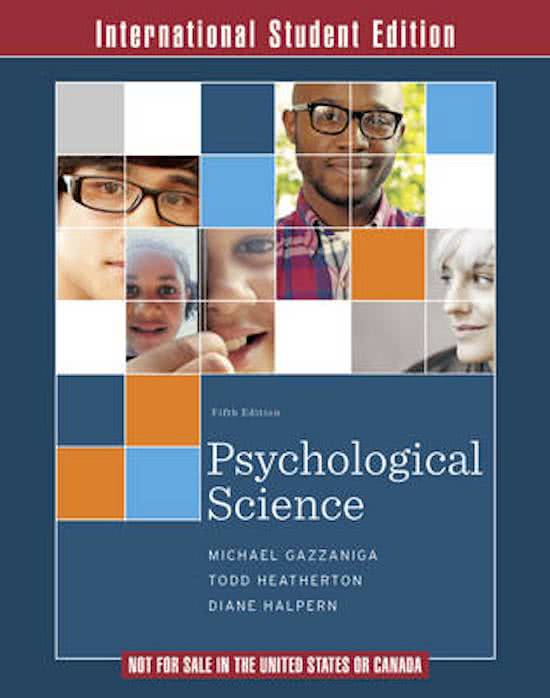 Gazzaniga - Psychological Science H1, 3 tm 8 Samenvatting en aantekeningen hoorcolleges