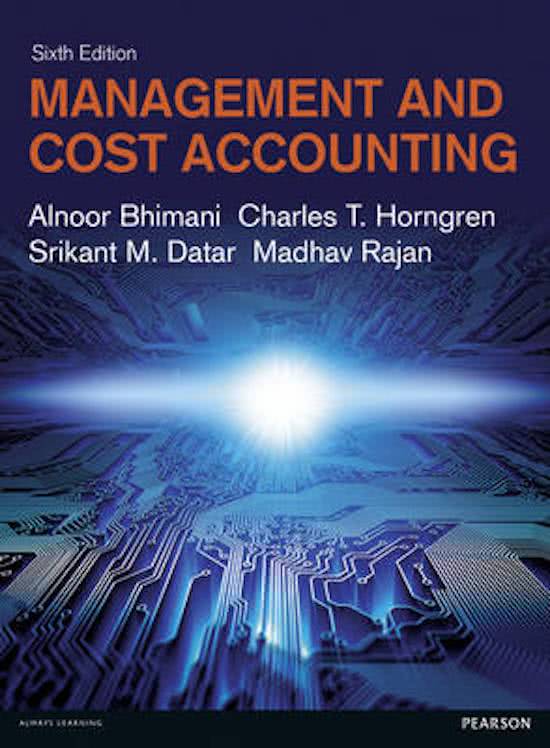 Instructors manual answer key solutions management cost accounting 6th edition