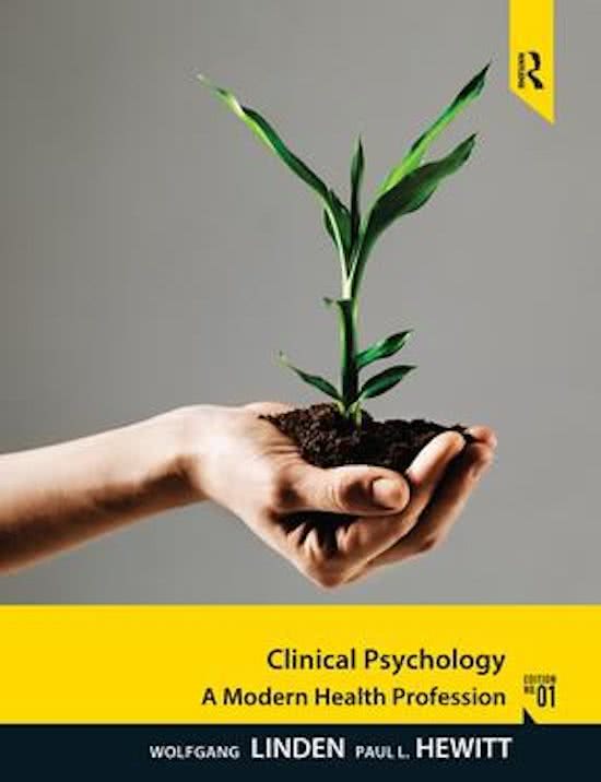 Summary Clinical Psychology: A modern health profession by Linden, Hewitt Ch 1-9